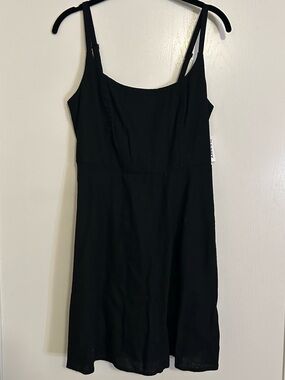 Old Navy Black Mini Linen Blend Dress with Adjustable Straps
